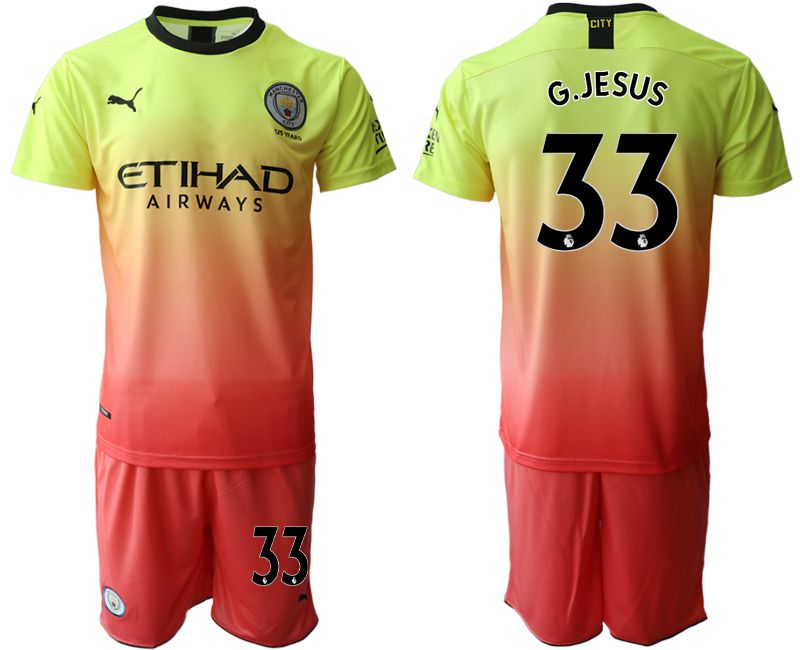 Men 2019-2020 club Manchester City away #33 yellow Soccer Jerseys